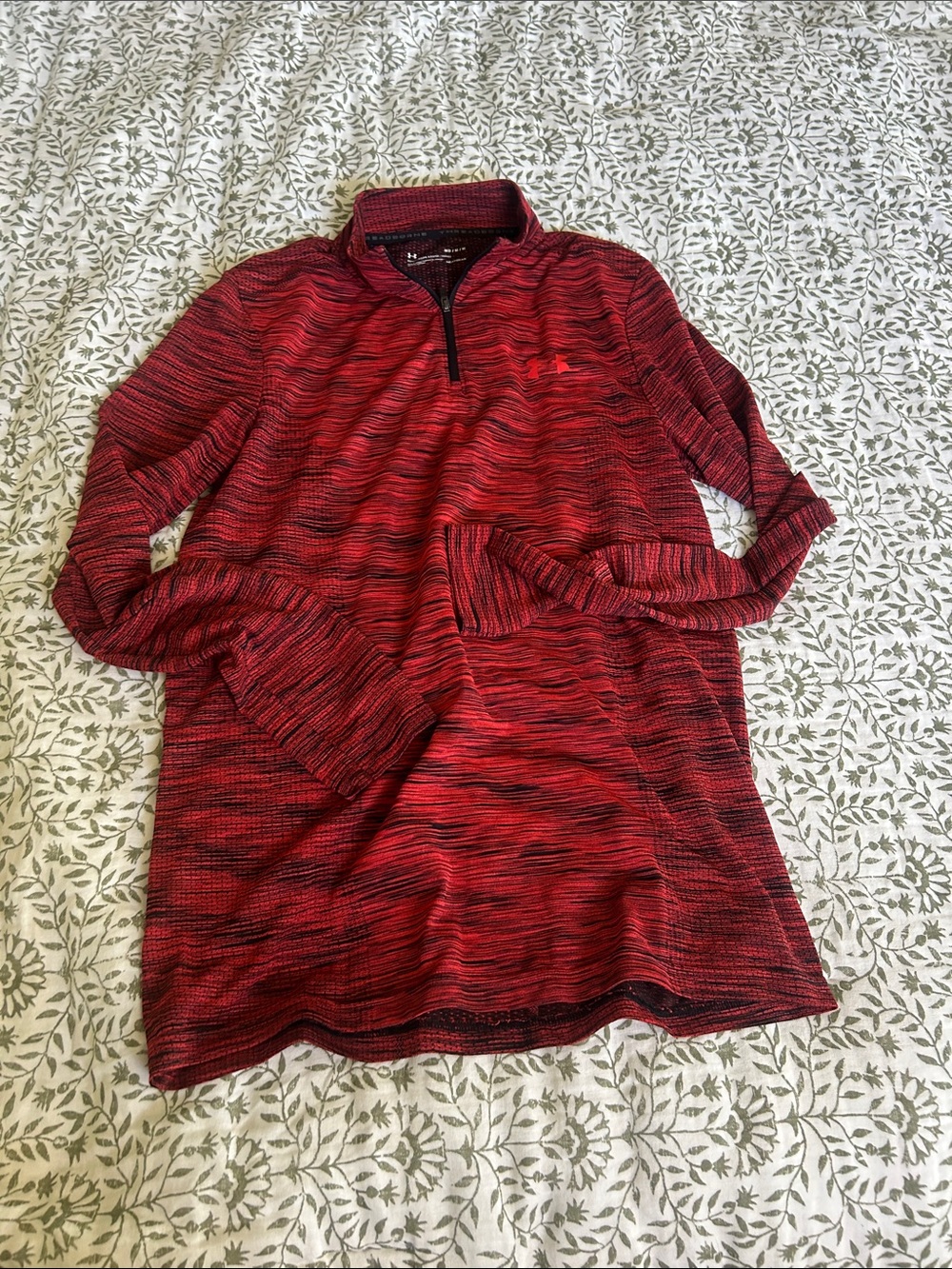 Under Armour Red and Black Space-Dye Half-Zip Pullover
